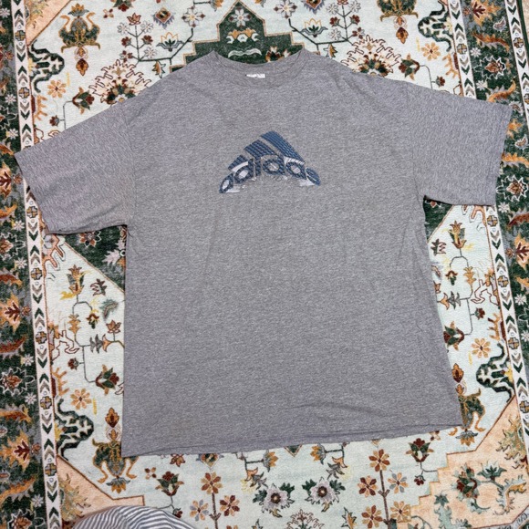 Adidas Mens XL Gray T Shirt Trefoil Logo Embroidered Short Sleeve Top - Picture 1 of 6